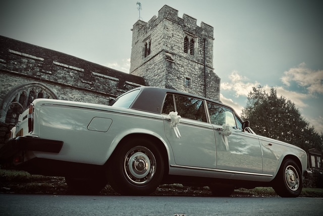 Rolls-Royce wedding car at Kent church